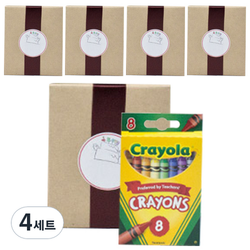 크레욜라 어린이집 생일답례품 크레용 + 선물포장 + 라벨스티커 5p, 8색, 4세트