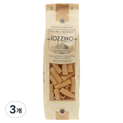 이오찌노 리가토니 이탈리아 파스타, 500g, 3개