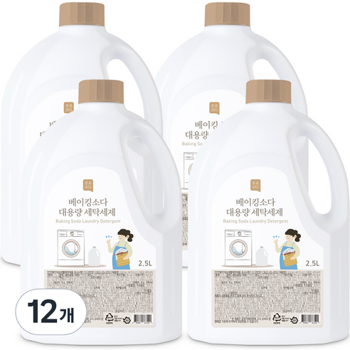 쉼표365 베이킹소다 대용량 액상 세탁세제, 2.5L, 12개