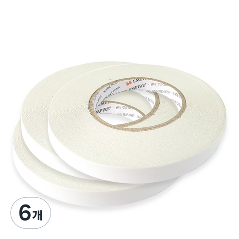 엠파이어 산업용 강력 양면테이프 1.2cm x 50m, 화이트, 6개