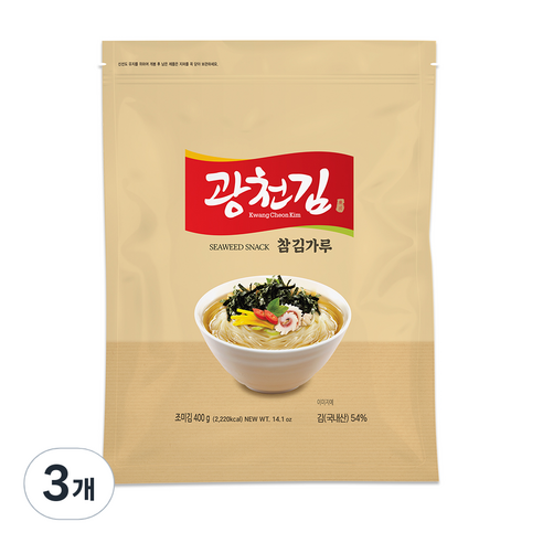 광천김 참 김가루, 400g, 3개