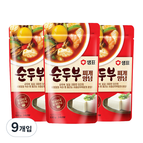 샘표 순두부찌개 양념, 130g, 9개