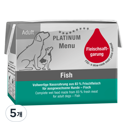 플래티넘 강아지 어덜트 메뉴 습식사료, 생선, 90g, 5개