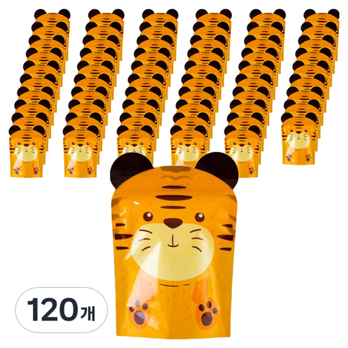 마켓감성 동물 캐릭터 지퍼포장 구디백, 호랑이, 120개