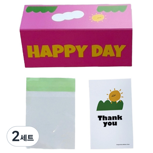 마커스스토어 알록달록 해피데이 헤더택 30p + 포장 소 30p + 카드 30p 세트, 핑크, 2세트