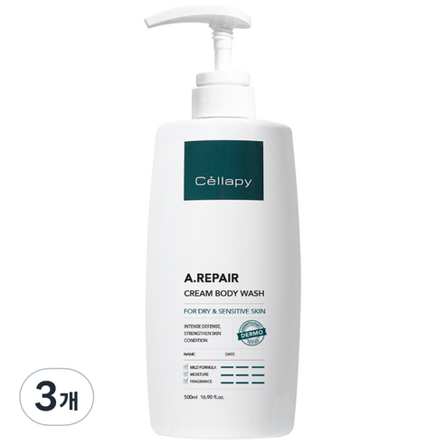 셀라피 에이리페어 크림 바디워시, 500ml, 3개