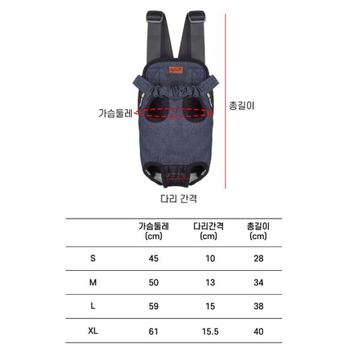 안전하고 편안한 반려동물 산책을 위한 딩동펫 반려동물 데님 포대기