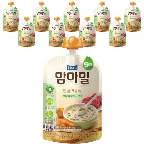 맘마밀 안심이유식 9개월부터, 100g, 녹황채소와 소고기, 10개