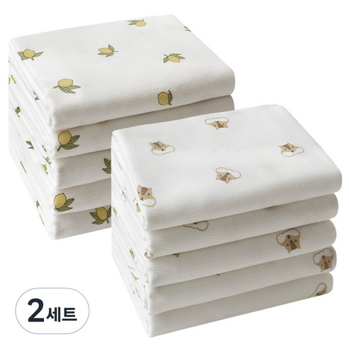 베이비앤아이 유아용 소프트 사각 천 기저귀 2종 x 5매 세트, 라미, 모과, 2세트