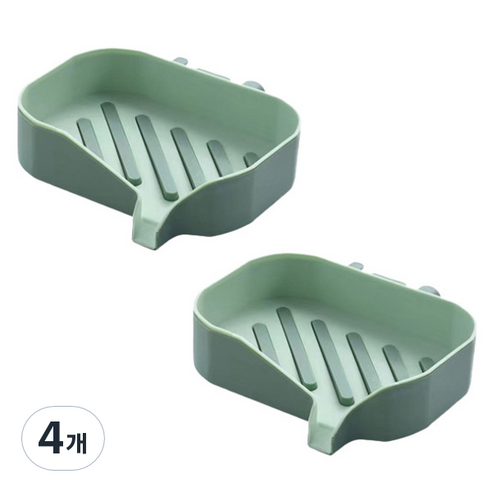 맥라이프 욕실 물빠짐 비누 받침대 케이스, 그린, 4개