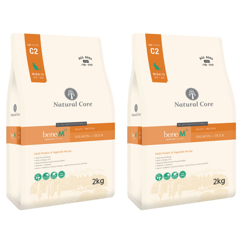네츄럴코어 전연령용 고양이 베네 M70 건식사료, 연어+오리, 2kg, 2개