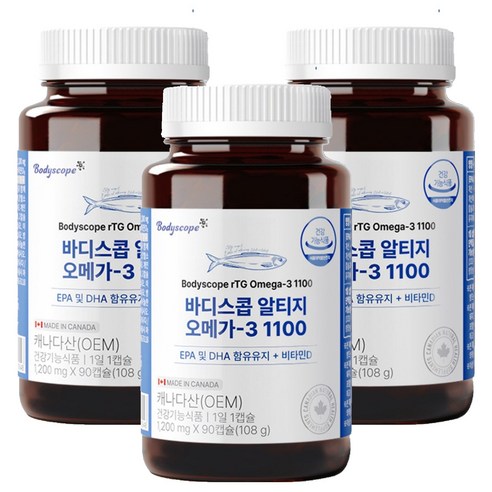 바디스콥 알티지 오메가 3 1100 108g, 90정, 3개