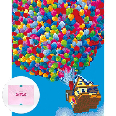 디클레어 액자 캔버스형 보석십자수 DIY 키트 40 x 50 cm, 무지개 풍선, 1세트