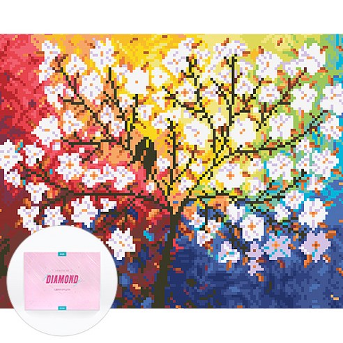 디클레어 액자 캔버스형 보석십자수 DIY 키트 40 x 50 cm, 레인보우 플라워, 1세트