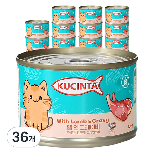 쿠친타 고양이 전연령용 주식캔 습식사료, 양, 150g, 36개