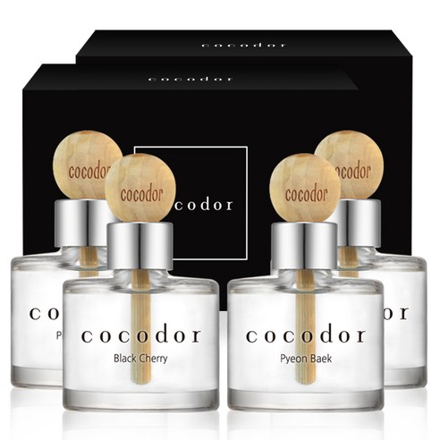 코코도르 우드볼 차량용디퓨저 50ml 4개입, 프룻(블랙체리, 핑크 그레이프프룻) + 포레스트(리틀 포레스트, 편백), 1세트