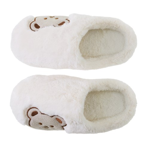 캐럿 여성용 곰 그래픽 털안감 룸슈즈