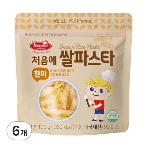 베베스트 처음에 쌀파스타 현미, 100g, 6개