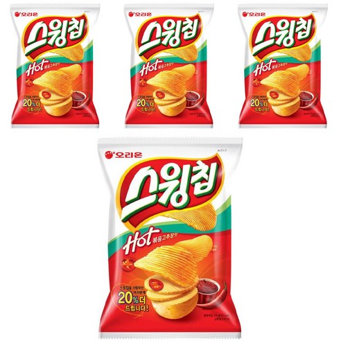 스윙칩 핫 볶음고추장맛, 124g, 4개