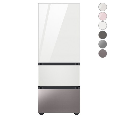 [색상선택형] 삼성전자 비스포크 김치플러스 냉장고 방문설치, 글램 화이트 + 코타 화이트 + 브라우니 실버, RQ33A74A1AP
