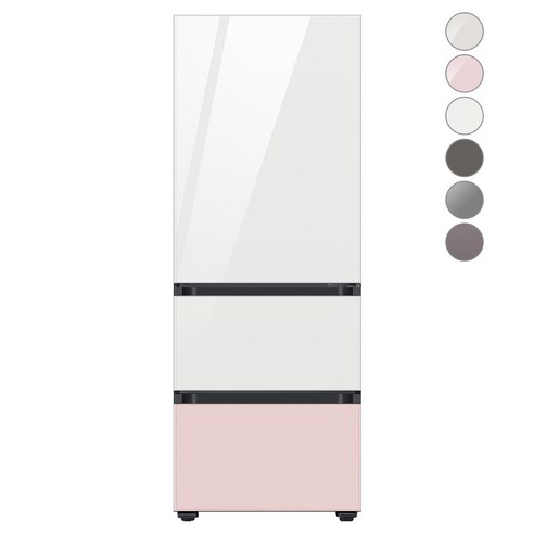 [색상선택형] 삼성전자 비스포크 김치플러스 냉장고 방문설치, 글램 화이트 + 글램 핑크, RQ33A74A1AP