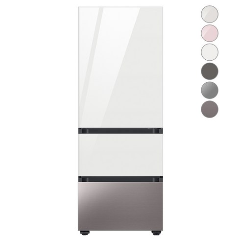 [색상선택형] 삼성전자 비스포크 김치플러스 냉장고 방문설치, 글램 화이트, RQ33A74C2AP, 글램 화이트 + 브라우니 실버