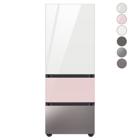 [색상선택형] 삼성전자 비스포크 김치플러스 냉장고 방문설치, 글램 화이트 + 글램 핑크 + 브라우니 실버, RQ33A74A1AP