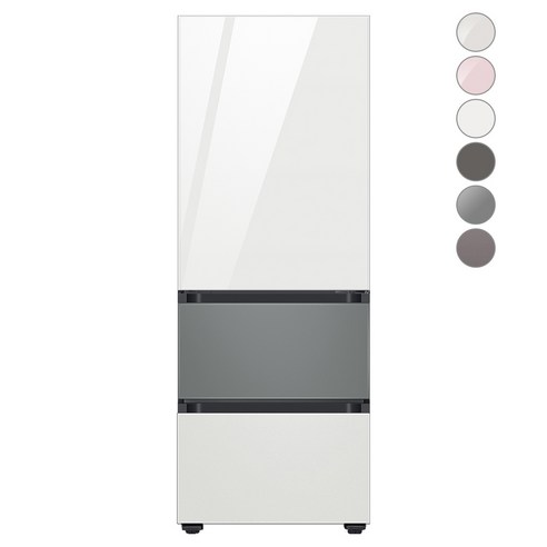[색상선택형] 삼성전자 비스포크 김치플러스 냉장고 방문설치, 글램 화이트 + 새틴 그레이 + 코타 화이트, RQ33A74A1AP