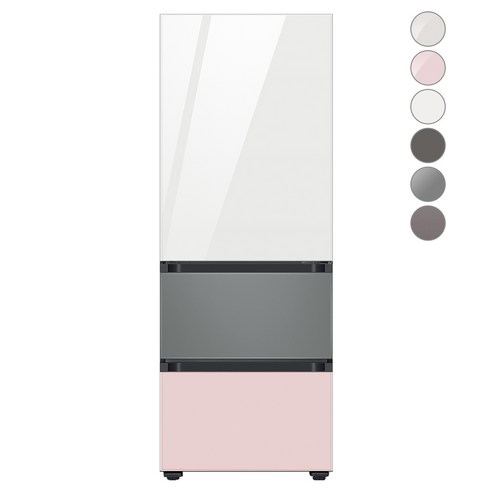 [색상선택형] 삼성전자 비스포크 김치플러스 냉장고 방문설치, 새틴 그레이, RQ33A74C2AP, 글램 화이트 + 새틴 그레이 + 글램 핑크