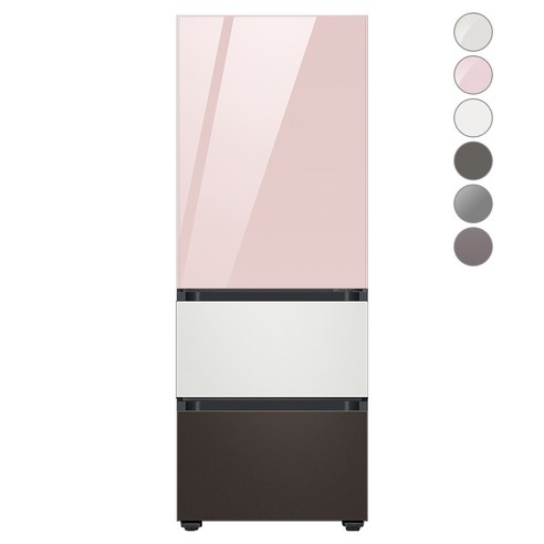 [색상선택형] 삼성전자 비스포크 김치플러스 냉장고 방문설치, 글램 핑크 + 코타 화이트 + 코타 차콜, RQ33A74A1AP