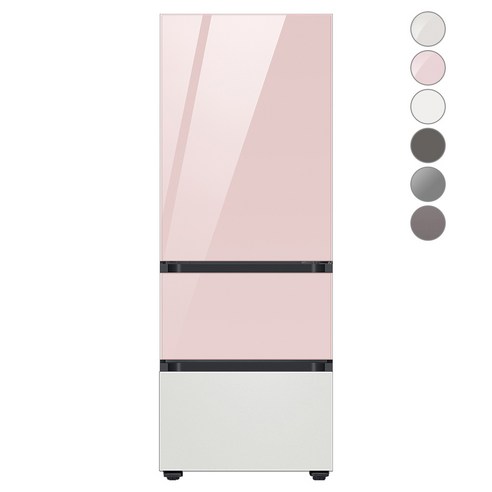 [색상선택형] 삼성전자 비스포크 김치플러스 냉장고 방문설치, 글램 핑크, RQ33A74C2AP, 글램 핑크 + 코타 화이트