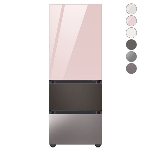 [색상선택형] 삼성전자 비스포크 김치플러스 냉장고 방문설치, 코타 차콜, RQ33A74C2AP, 글램 핑크 + 코타 차콜 + 브라우니 실버