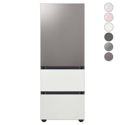 [색상선택형] 삼성전자 비스포크 김치플러스 냉장고 방문설치, 글램 화이트, RQ33A74C2AP, 브라우니 실버 + 코타 화이트