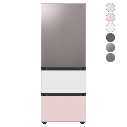 [색상선택형] 삼성전자 비스포크 김치플러스 냉장고 방문설치, 글램 화이트, RQ33A74C2AP, 브라우니 실버 + 글램 핑크 + 글램 화이트