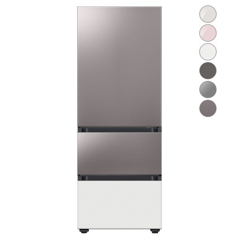 [색상선택형] 삼성전자 비스포크 김치플러스 냉장고 방문설치, 브라우니 실버, RQ33A74C2AP, 브라우니 실버 + 글램 화이트