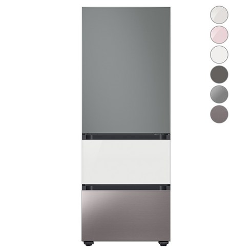 [색상선택형] 삼성전자 비스포크 김치플러스 냉장고 방문설치, 글램 화이트, RQ33A74C2AP, 새틴 그레이 + 글램 화이트 + 브라우니 실버