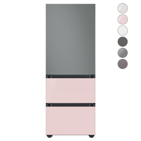 [색상선택형] 삼성전자 비스포크 김치플러스 냉장고 방문설치, 새틴 그레이 + 글램 핑크, RQ33A74A1AP