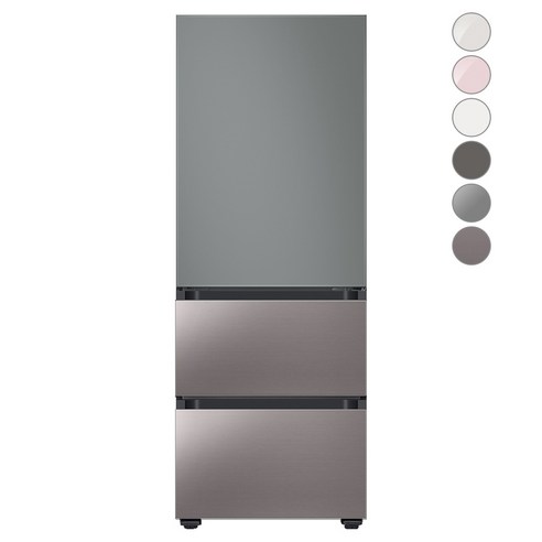 [색상선택형] 삼성전자 비스포크 김치플러스 냉장고 방문설치, 브라우니 실버, RQ33A74C2AP, 새틴 그레이 + 브라우니 실버