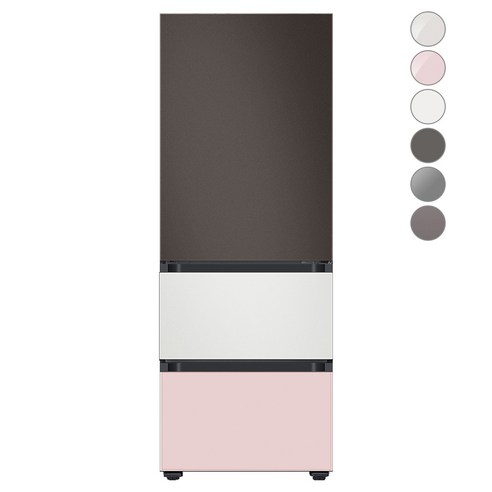 [색상선택형] 삼성전자 비스포크 김치플러스 냉장고 방문설치, 코타 화이트, RQ33A74C2AP, 코타 차콜 + 코타 화이트 + 글램 핑크