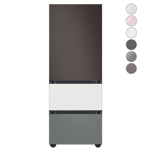 [색상선택형] 삼성전자 비스포크 김치플러스 냉장고 방문설치, 코타 차콜 + 글램 화이트 + 새틴 그레이, RQ33A74A1AP