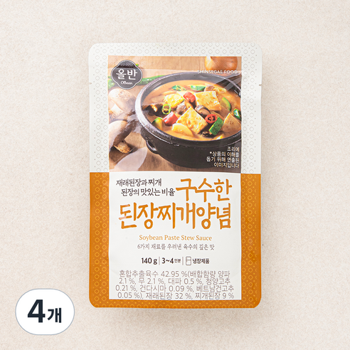 올반 구수한 된장 찌개 양념, 140g, 4개
