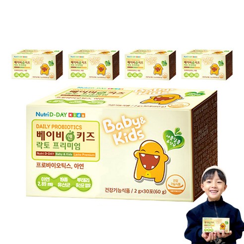 뉴트리디데이 베이비앤키즈 락토프리미엄 유산균, 60g, 5개