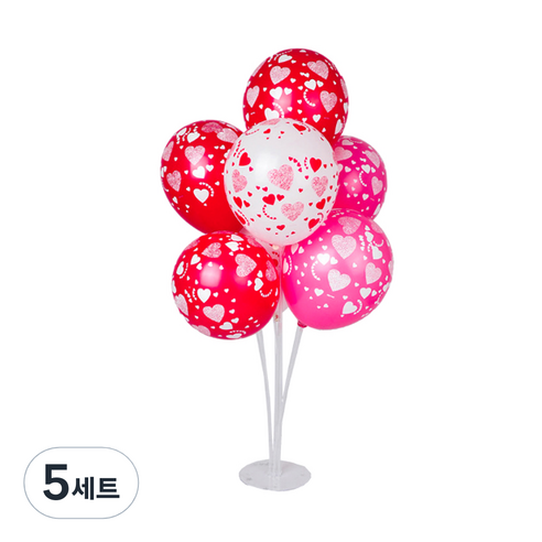 파티쇼 풍선꽂이장식세트70cm 인쇄, 하트혼합, 5세트