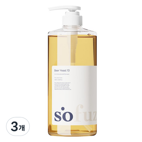 소퍼즈 맥주효모 10 비듬 케어 샴푸 시트러스 향, 3개, 1000ml