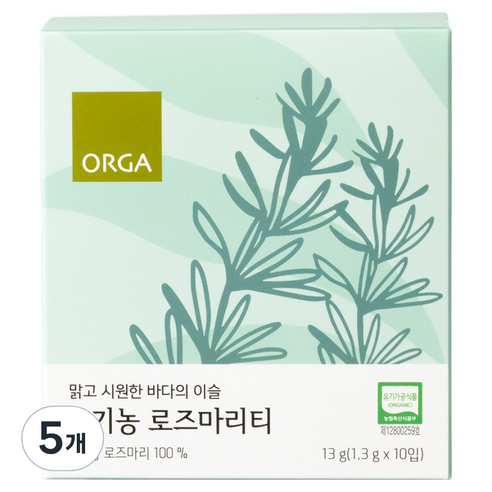 ORGA 유기농 로즈마리티, 1.3g, 10개입, 5개
