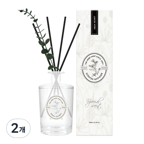 더허브샵 센티드 디퓨저, 2개, 500ml, 아쿠아시크릿