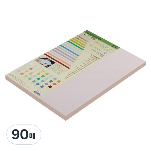 종이문화 친환경색지 레인보우카드 No.22 라이트핑크, B4, 90매