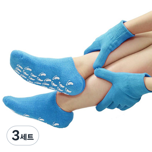 몬스터 모이스춰 모모 보습 양말 + 장갑 세트 블루, 3세트