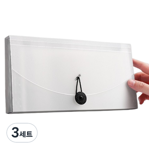 올인셀 다기능 13칸 아코디언 파일 263 x 140 mm + 스티커 세트, 투명(파일), 3세트
