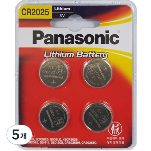 파나소닉 리튬 동전형 건전지 HC CR2025, 4개입, 5개